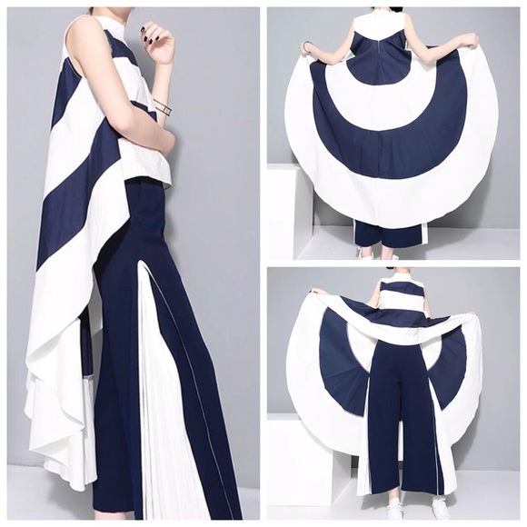 Tops - Blue Dramatic Asymmetrical Tail Top